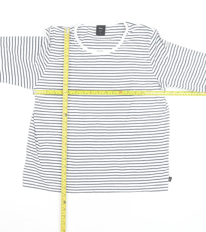 Finisterre Women White Striped Organic Cotton Long Sleeve T-Shirt Size 16