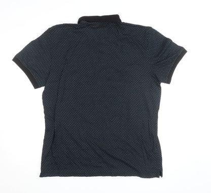 Next Men's Blue Regular Fit Geometric Cotton Polo Shirt XL