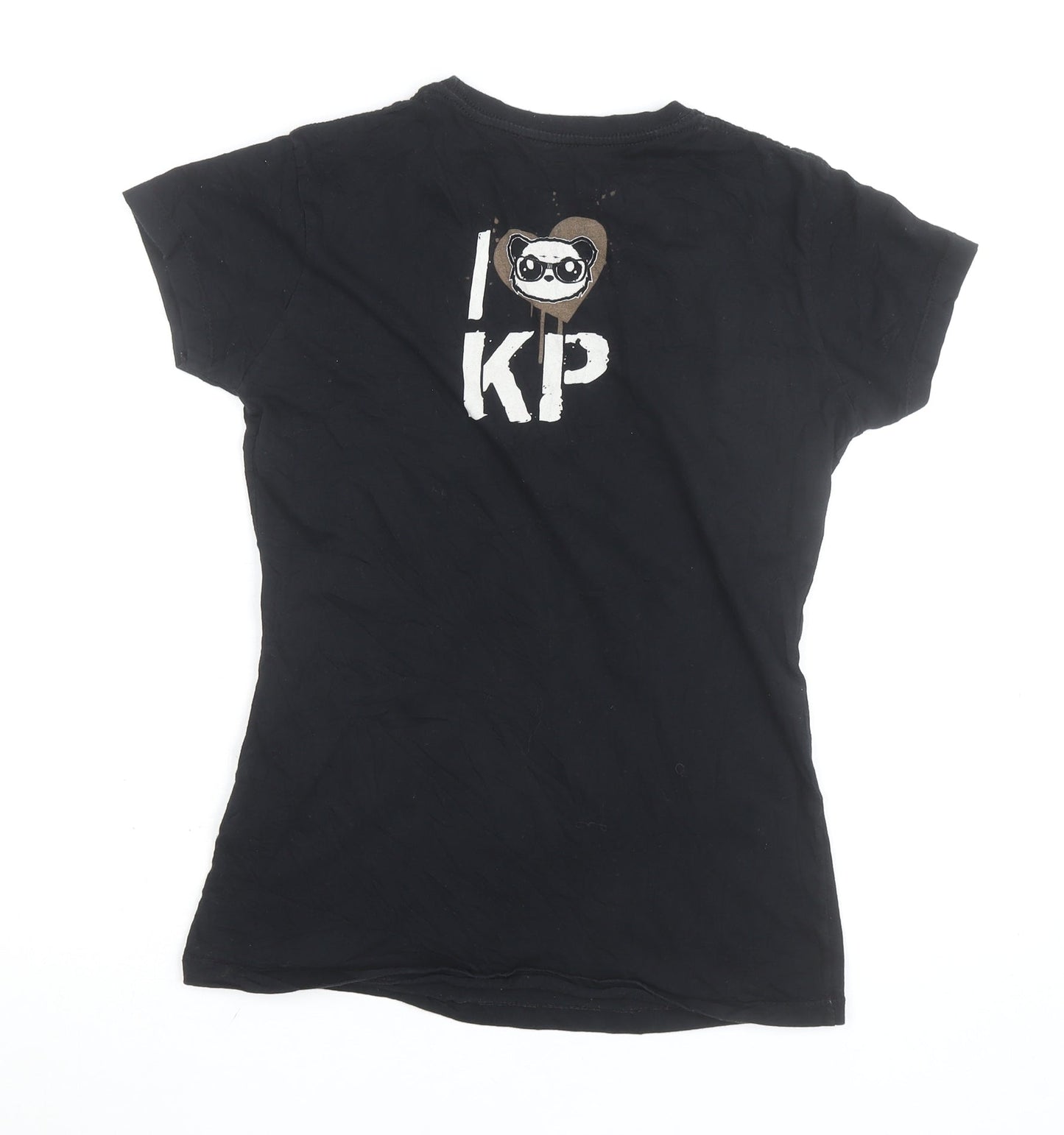 Killer Panda Womens Black Graphic Panda T-Shirt Size S