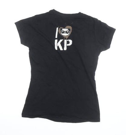 Killer Panda Womens Black Graphic Panda T-Shirt Size S