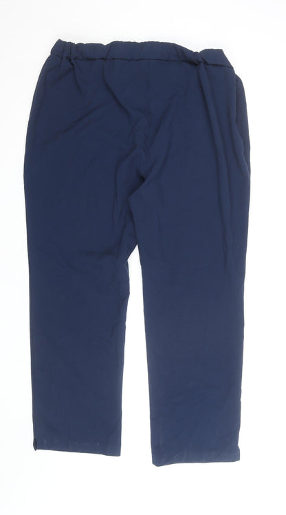 Tailored Women Navy Blue Trousers Size 20 Elastic Waist Drawstring Pants