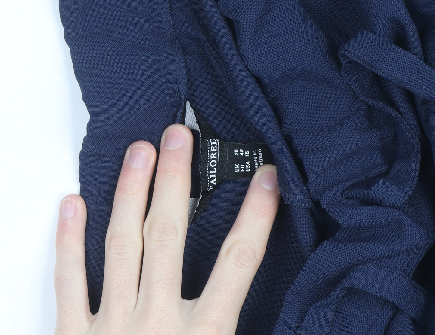 Tailored Women Navy Blue Trousers Size 20 Elastic Waist Drawstring Pants