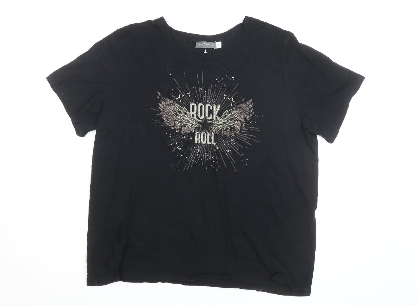 Mint Velvet Women's Black Rock Graphic Cotton T-Shirt XL