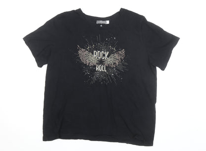 Mint Velvet Women's Black Rock Graphic Cotton T-Shirt XL