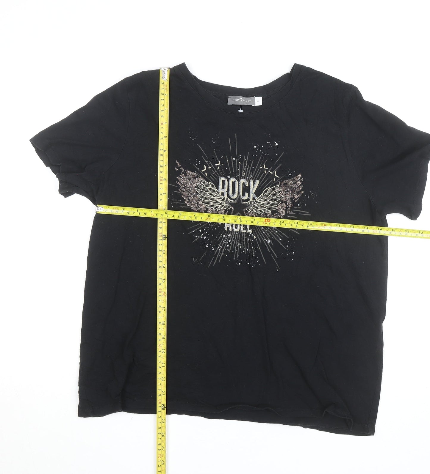 Mint Velvet Women's Black Rock Graphic Cotton T-Shirt XL