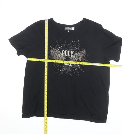 Mint Velvet Women's Black Rock Graphic Cotton T-Shirt XL