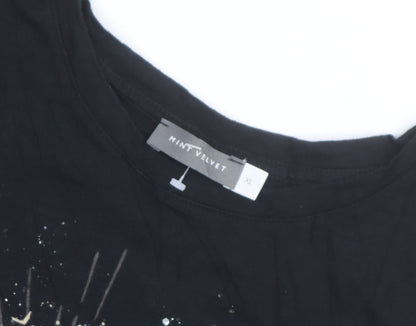 Mint Velvet Women's Black Rock Graphic Cotton T-Shirt XL