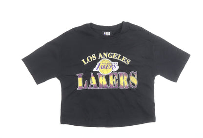 Marks and Spencer Girls Black NBA Los Angeles Lakers Cropped T-Shirt 9-10 Years