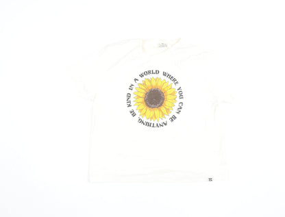 Lucy & Yak Women's White XL Sunflower Graphic Cotton T-Shirt