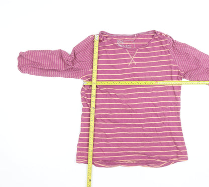 Fat Face Women’s Pink Striped 3/4 Sleeve Cotton T-Shirt Size 12