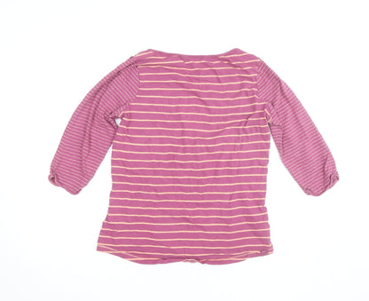 Fat Face Women’s Pink Striped 3/4 Sleeve Cotton T-Shirt Size 12