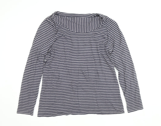 Laura Ashley Women’s Blue Striped Long Sleeve Boat Neck T-Shirt Size 20