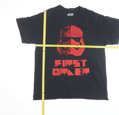 Star Wars Men Black First Order Graphic Short Sleeve Cotton T-Shirt Size L