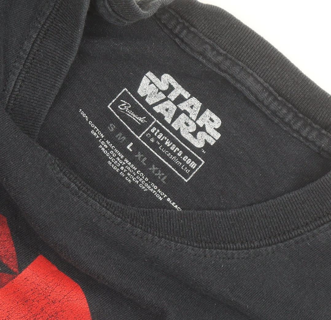 Star Wars Men Black First Order Graphic Short Sleeve Cotton T-Shirt Size L