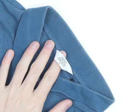 Next Men's Blue Long Sleeve Polo Shirt Regular Fit Size L Cotton Blend