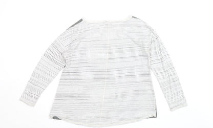 White Stuff Women's Grey Striped Long Sleeve Cotton Top Size 12