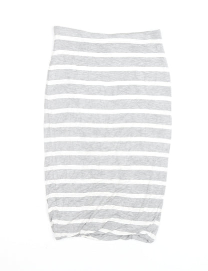 Joules Womens Grey White Striped Jersey Pencil Skirt Size 8