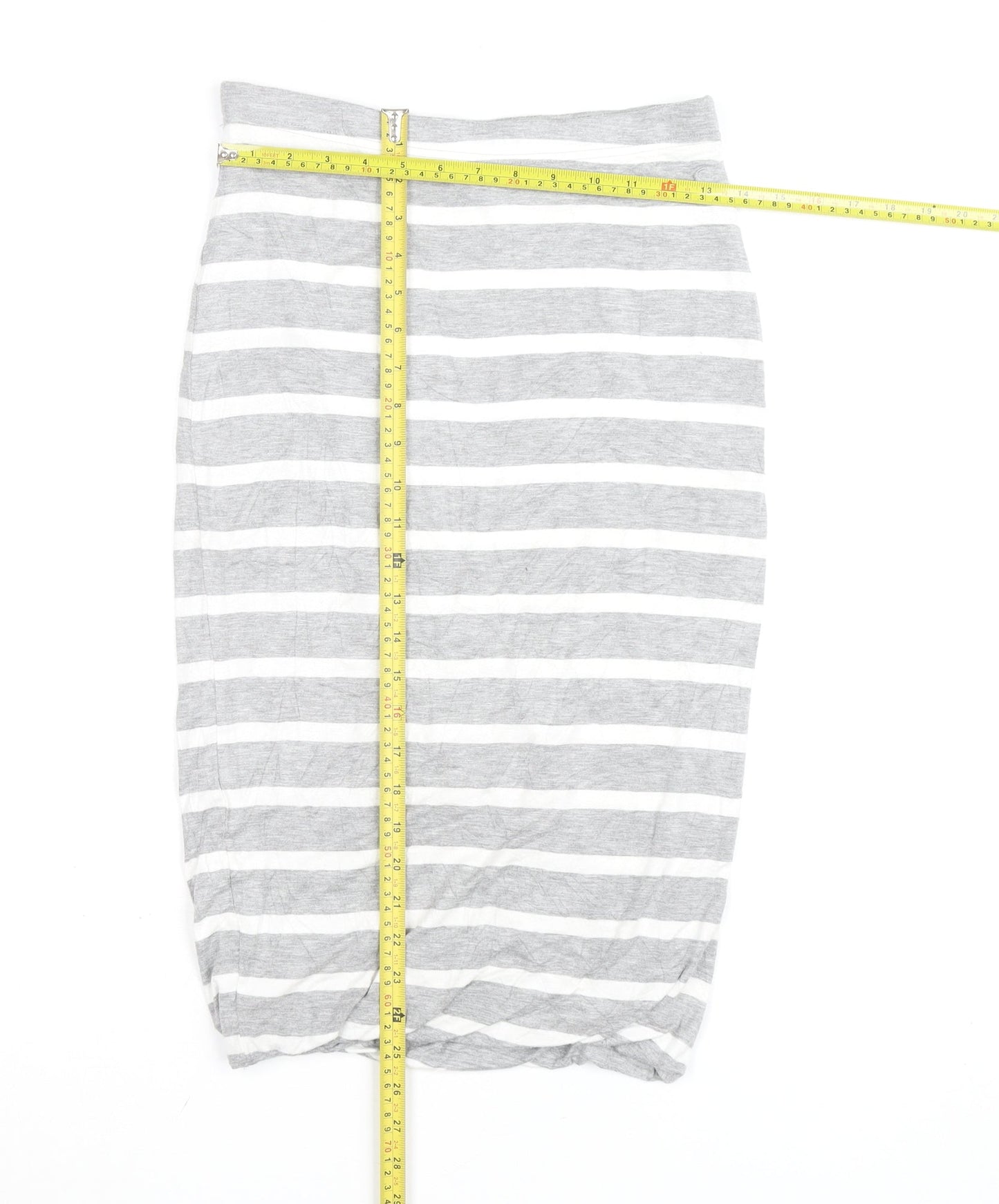 Joules Womens Grey White Striped Jersey Pencil Skirt Size 8