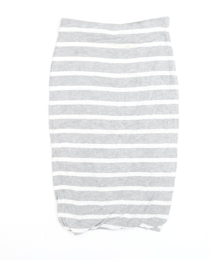 Joules Womens Grey White Striped Jersey Pencil Skirt Size 8