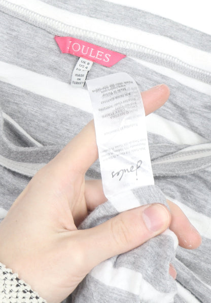 Joules Womens Grey White Striped Jersey Pencil Skirt Size 8