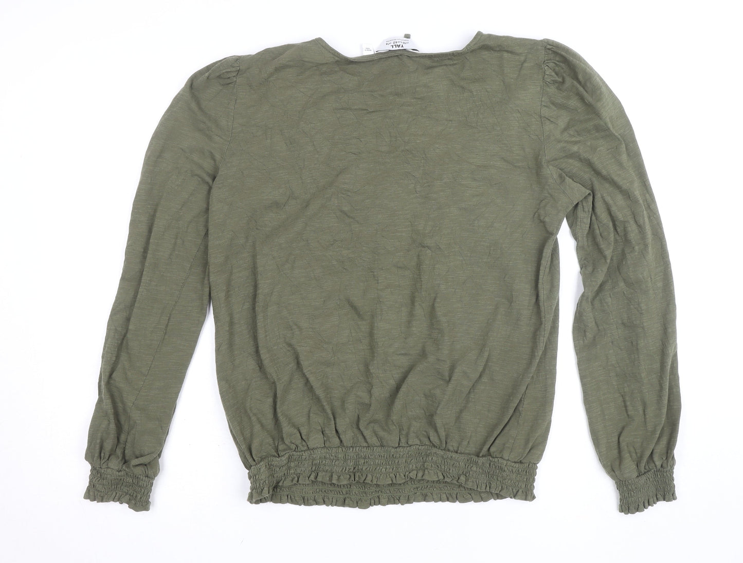 Dorothy Perkins Women Khaki Green Blouse UK 14 Tall Long Sleeve Bohemian Top