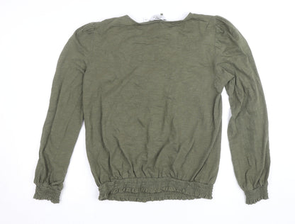 Dorothy Perkins Women Khaki Green Blouse UK 14 Tall Long Sleeve Bohemian Top