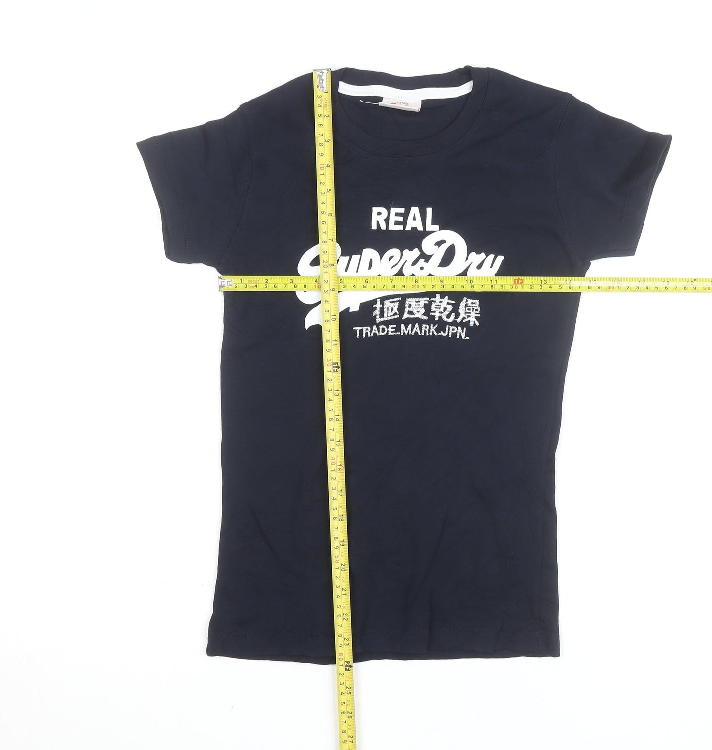 Superdry Women's Blue Slim Fit Short Sleeve Cotton T-Shirt M