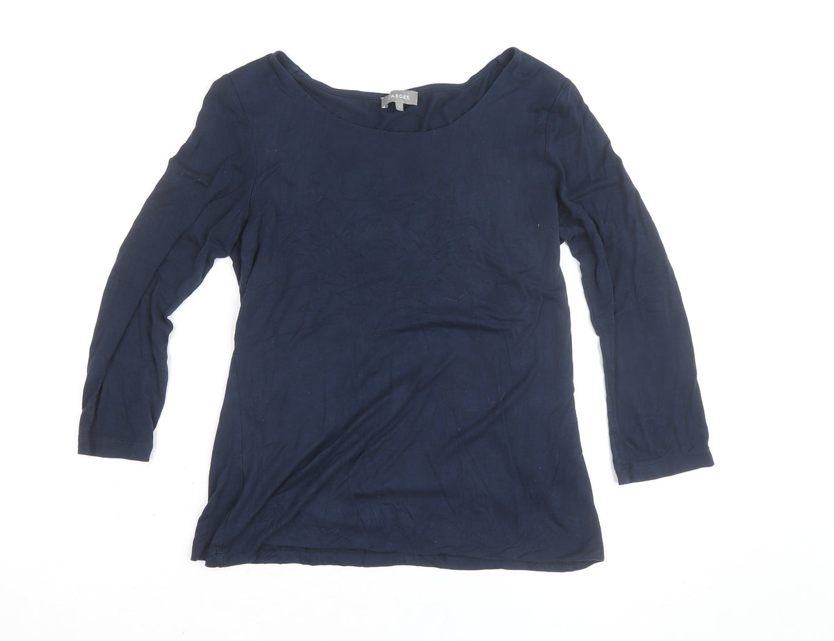Jaeger Women's Blue 3/4 Sleeve Basic Jersey Top Size S