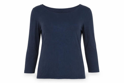 Jaeger Women's Blue 3/4 Sleeve Basic Jersey Top Size S