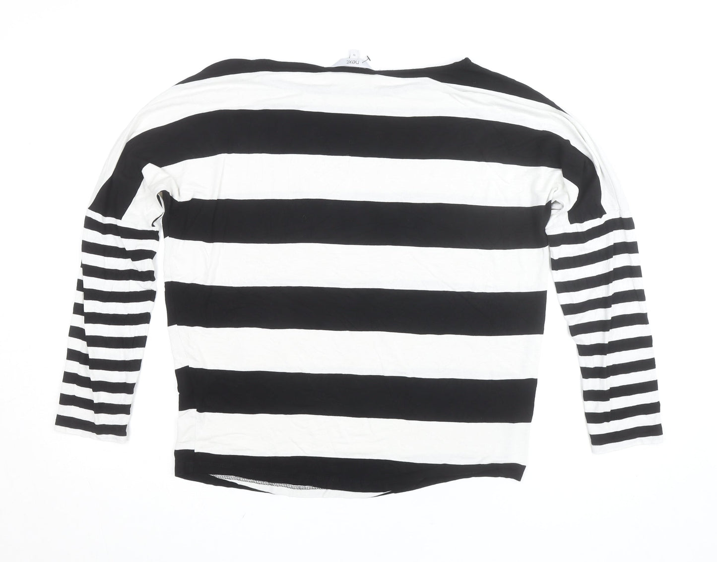 Next Women Black White Striped Jersey 3/4 Sleeve Top UK 12