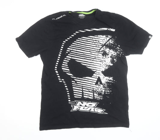 No Fear Men's Black Skull Graphic T-Shirt Small Cotton Crew Neck