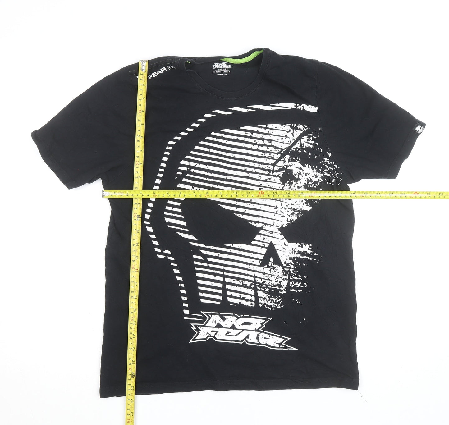 No Fear Men's Black Skull Graphic T-Shirt Small Cotton Crew Neck