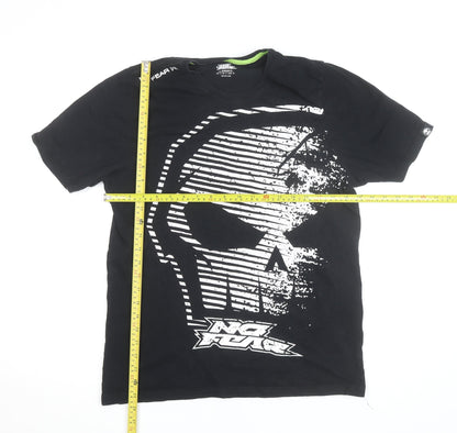 No Fear Men's Black Skull Graphic T-Shirt Small Cotton Crew Neck