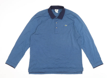 Lacoste Men's Blue Striped Long Sleeve Cotton Polo Shirt XL