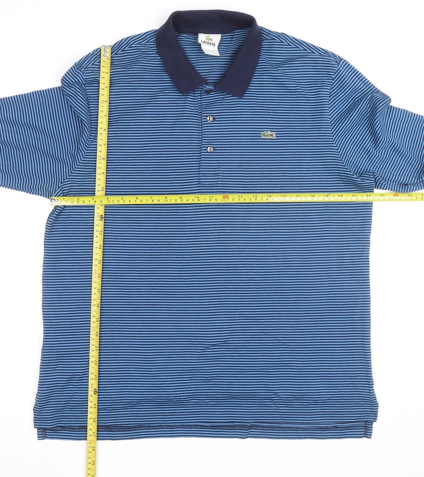 Lacoste Men's Blue Striped Long Sleeve Cotton Polo Shirt XL