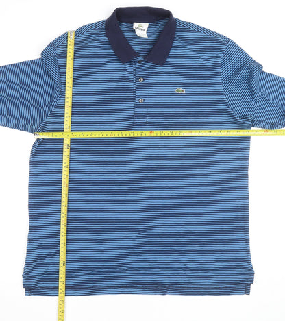 Lacoste Men's Blue Striped Long Sleeve Cotton Polo Shirt XL