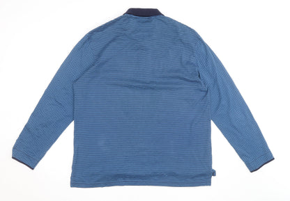 Lacoste Men's Blue Striped Long Sleeve Cotton Polo Shirt XL