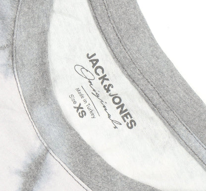Jack & Jones Men's Grey Tie-Dye Graphic T-Shirt XS