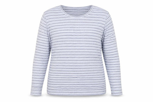 ISLE Essentials Women's Blue Striped Long Sleeve Knit Top Size 14-16