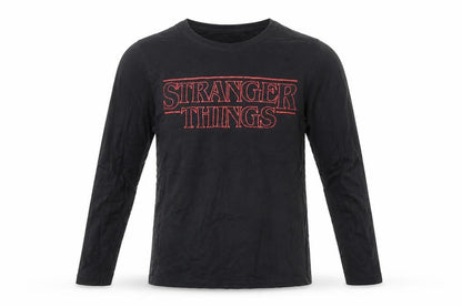 Primark Unisex Black Stranger Things Long Sleeve Cotton Top XS