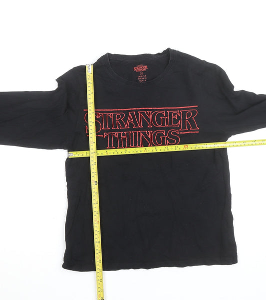 Primark Unisex Black Stranger Things Long Sleeve Cotton Top XS