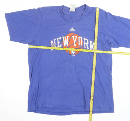 Adidas Men's Blue New York NBA Graphic Cotton T-Shirt Size L