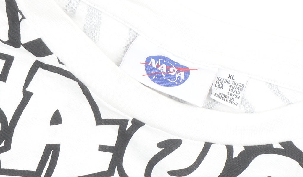Primark NASA Womens White Graphic T-Shirt XL Relaxed Fit Cotton