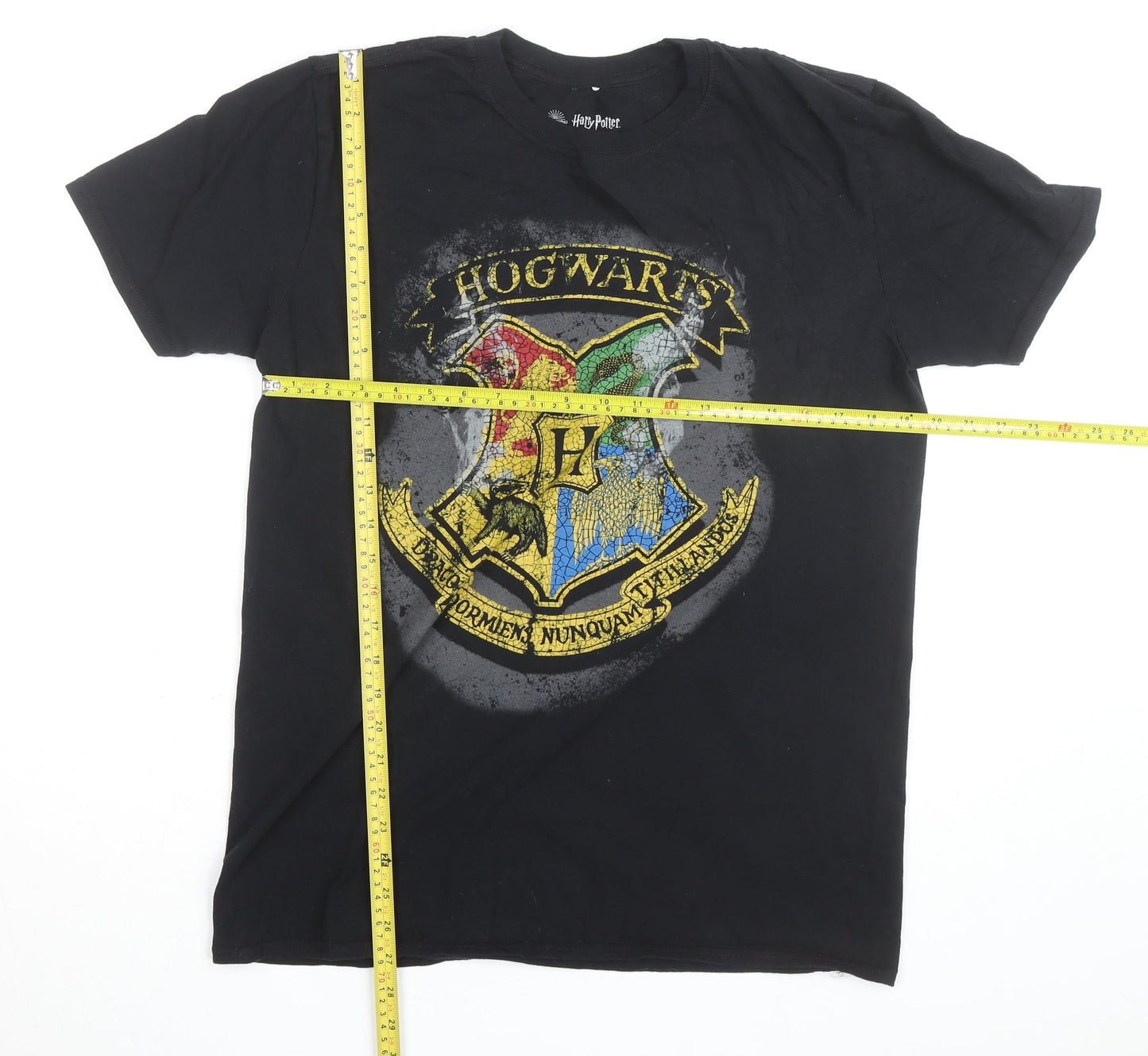 Harry Potter Hogwarts Crest Black Cotton Men's T-Shirt L