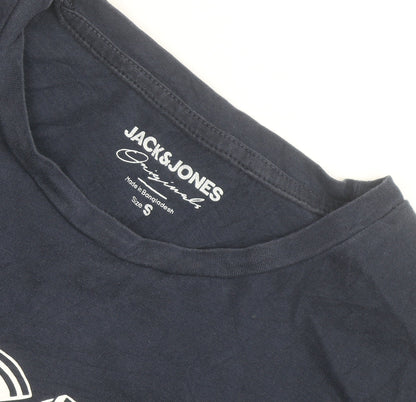 Jack & Jones Blue Cotton Short Sleeve Crew Neck T-Shirt Size S