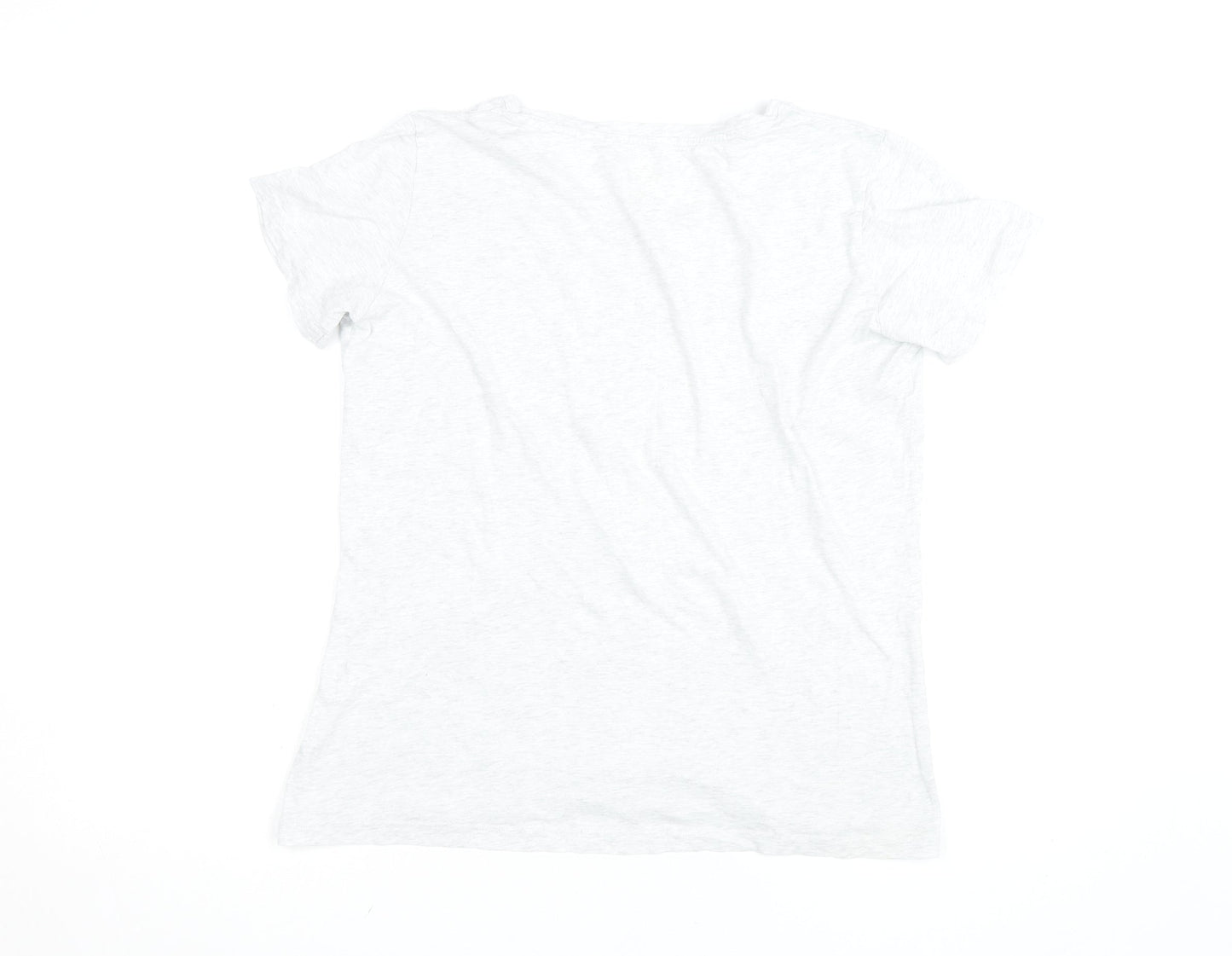 UNIQLO Women White Floral Cotton T-Shirt M Short Sleeve