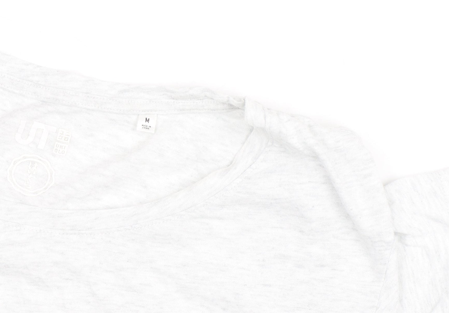 UNIQLO Women White Floral Cotton T-Shirt M Short Sleeve
