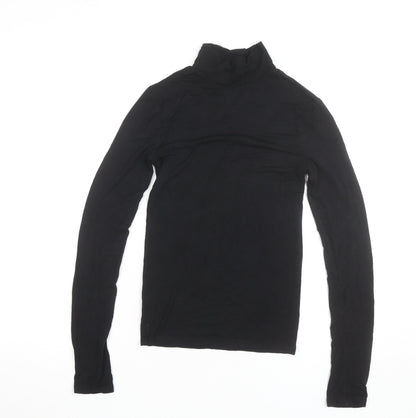 Stradivarius Women's Black Roll Neck Long Sleeve Basic Top Size S