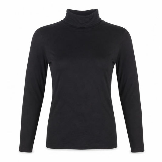 Stradivarius Women's Black Roll Neck Long Sleeve Basic Top Size S