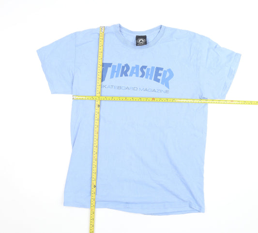 Thrasher Men’s Blue Cotton Graphic Skateboard T-Shirt Size L